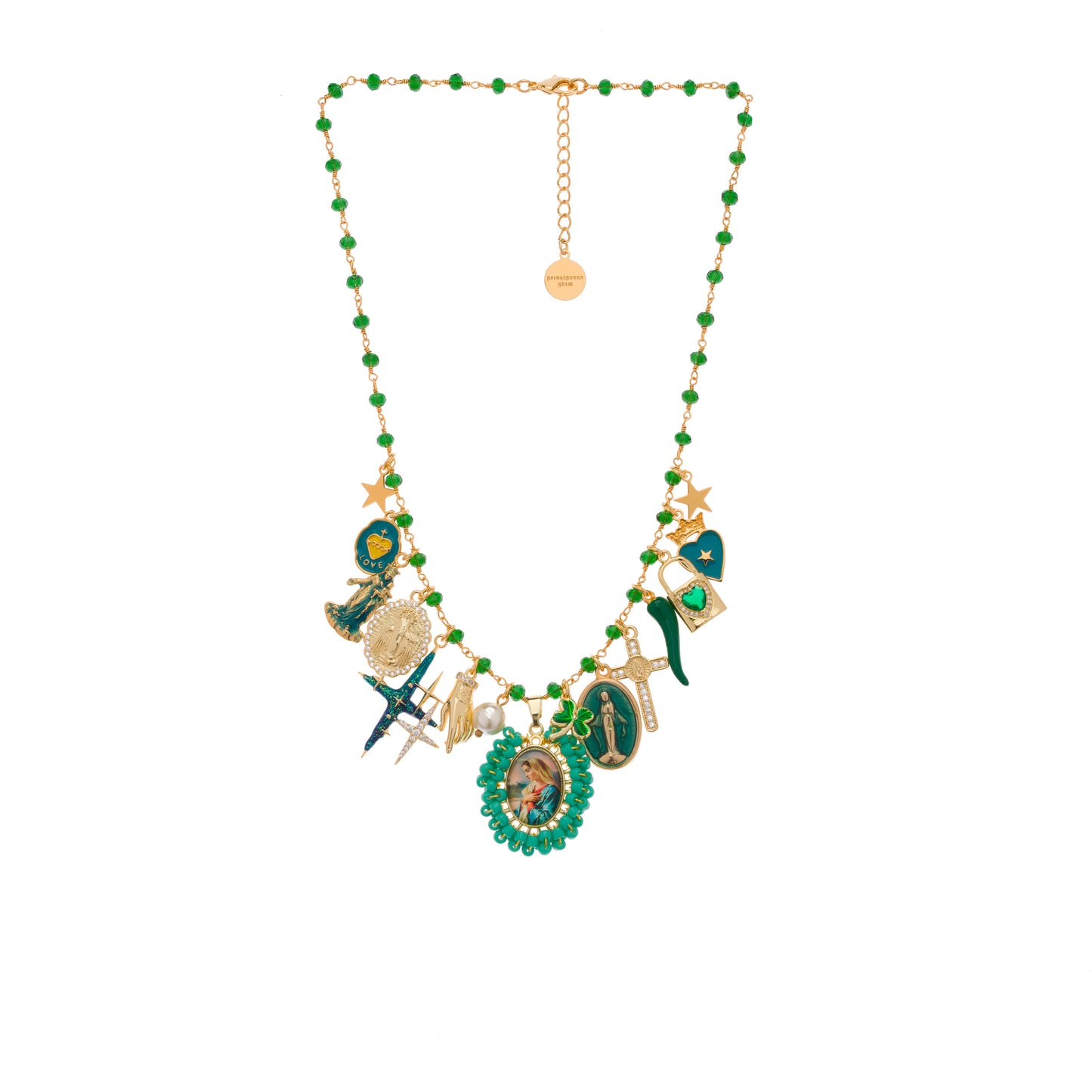 Collana Holy Mary Green Multicharms