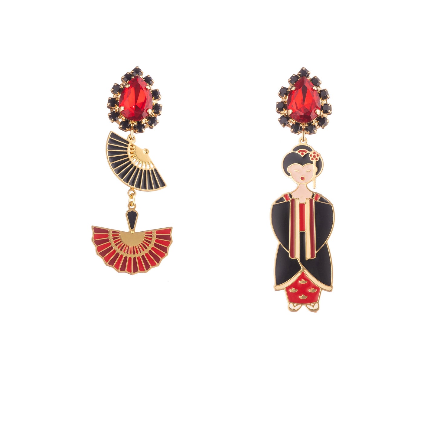 Black Japanese Geisha Earrings