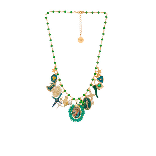 Collana Holy Mary Green Multicharms