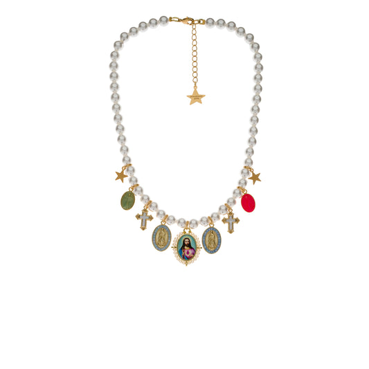 Collana Holy Mary Pearl Chambray