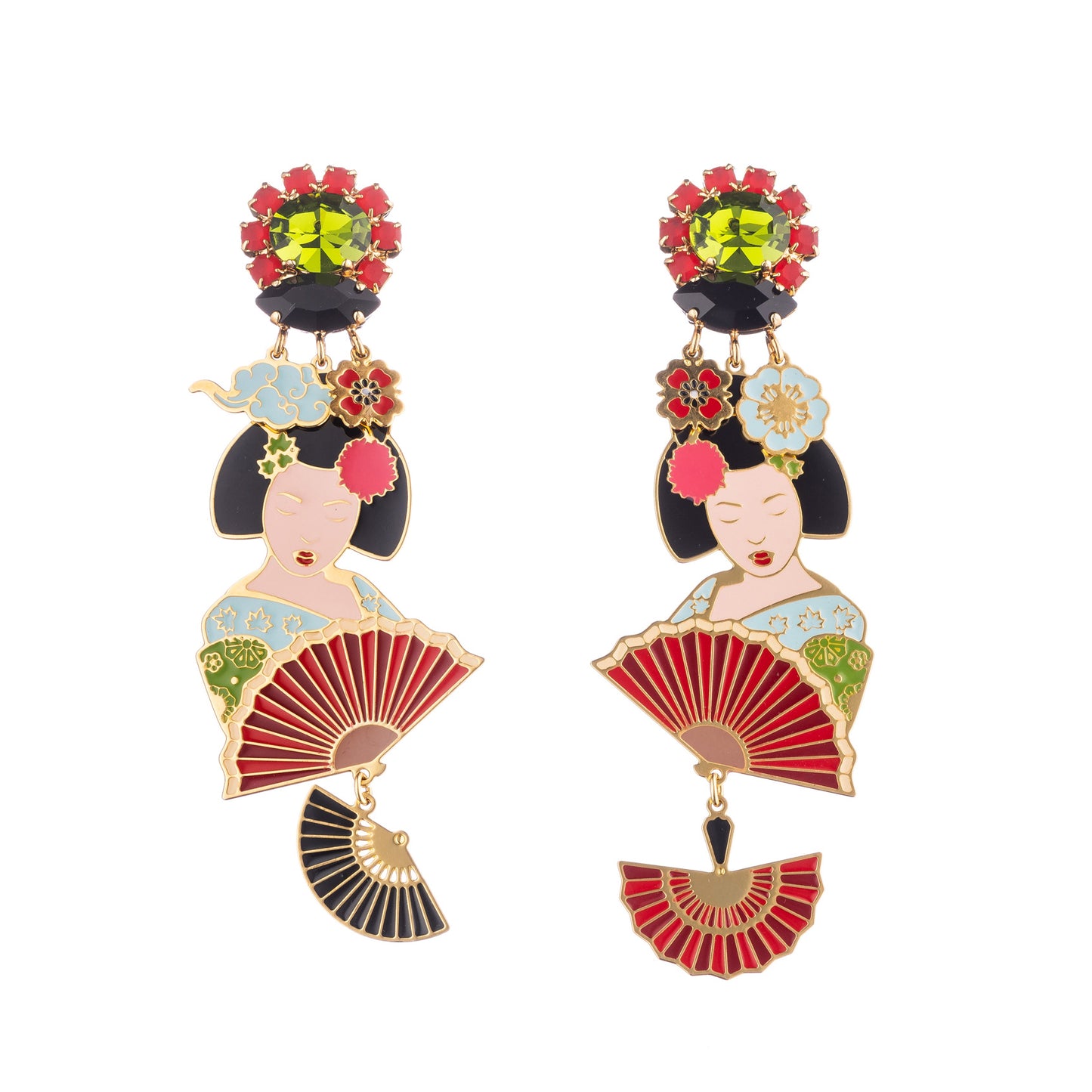 Japan Geisha Portrait Earrings