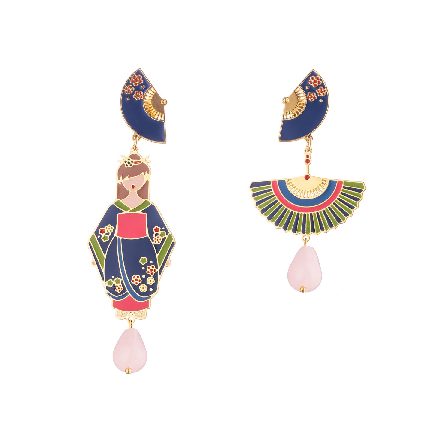 Japan Geisha Blue Earrings