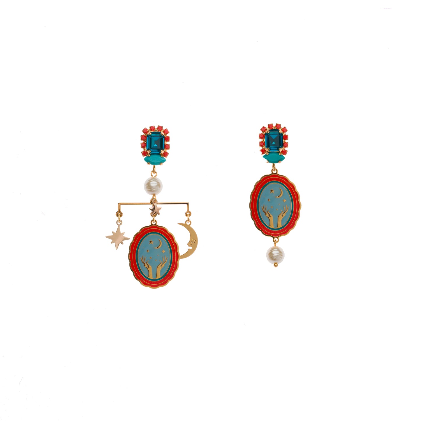 Magic Coral Moon Earrings